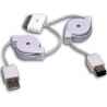 CABLE IPOD IPHONE DUAL USB2 / FIREWIRE RETRACTIL