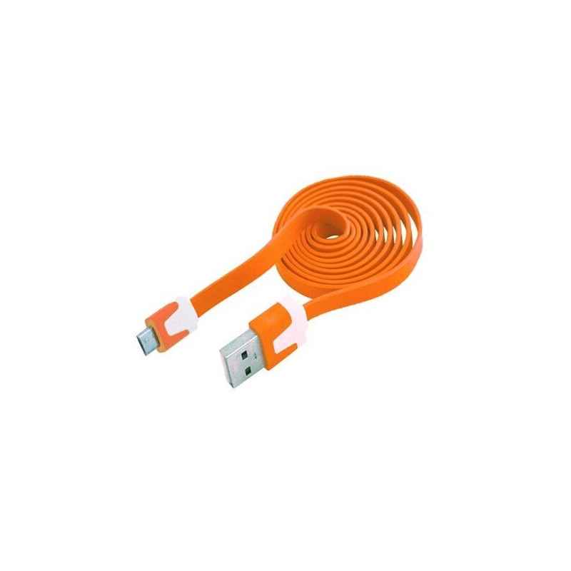 CABLE DATOS Y CARGA USB A MICRO USB 1M NARAN PLANO
